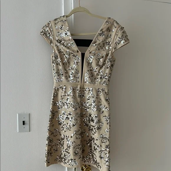 rebecca taylor sequin dress Rebecca Taylor Black Knit Sequin Embellished Mini Dress L